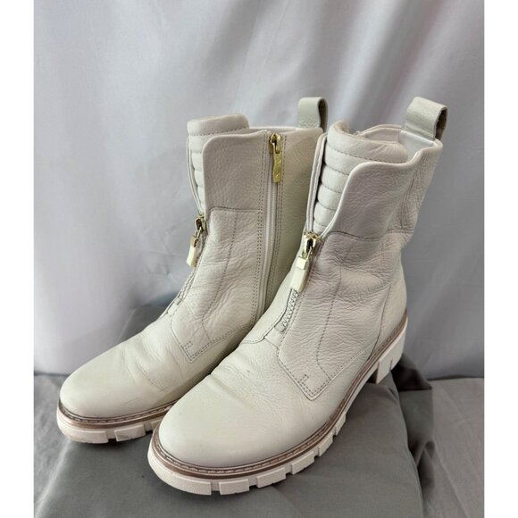 Ara Cream Leather Ankle Boots With Dual Zippers & Pull Tabs High Soft Size 5.5 - Picture 9 of 9